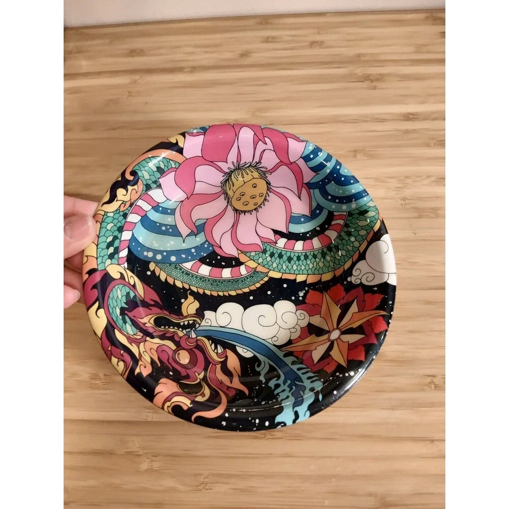 Komodo Dragon Reptile Tatoo Art Paint Ornament Pet Cat Bowl 6 Inch Indian NEW